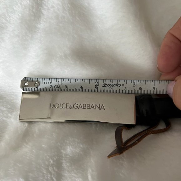 Dolce & Gabbana-Skinny Black Leather Logo Belt with Silver Buckle Size L/44 main image 6